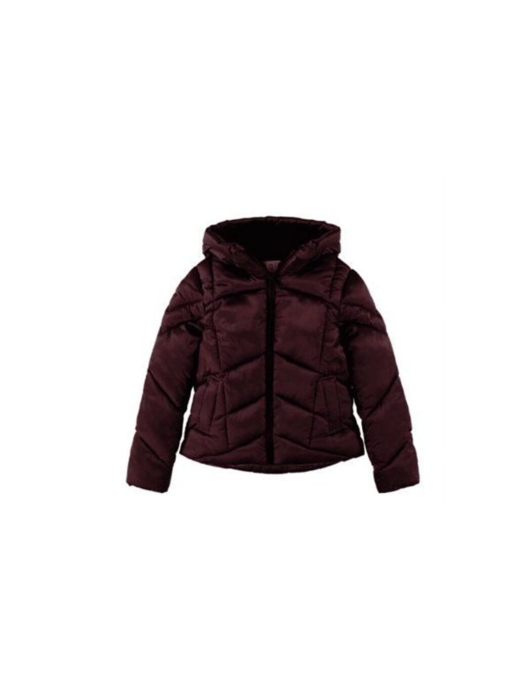 Sam Edelman Girls Burgundy Crystal Satin Puffer Jacket Coat Size L 14 NWT